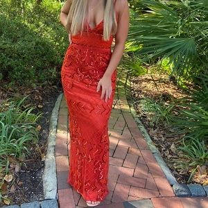 dark orange prom dress